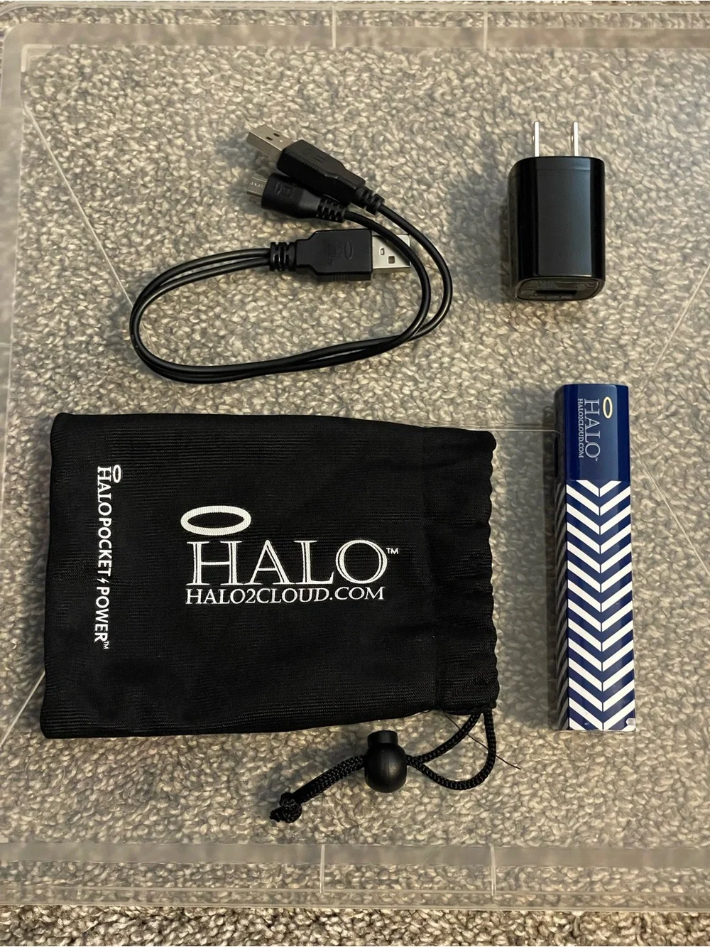 Halo Portable Power Kit with USB Cable, Wall Adapter & Branded Pouch